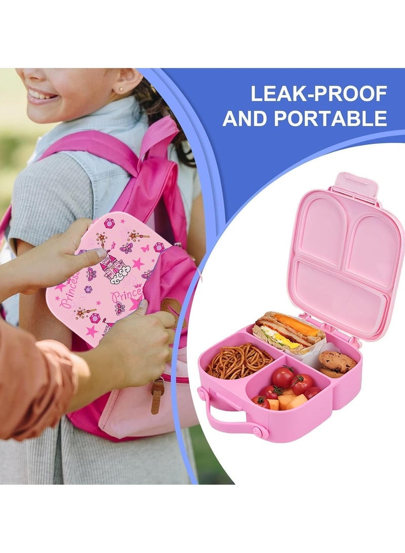 Beauenty Lunch Box for Kid School,Children's Lunch Box with Compartments, Bento Box Children, Leak-proof Lunch Box for Girls and Boys, Snack Box, Perfect for School, Nursery & Trips,21.1 x 7.5 x 21.8 centimeters,pink - Image 2
